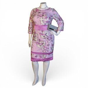 Midnight Velvet Embroidered Mesh Sheath Dress w/Purse – Size 16 – NWT